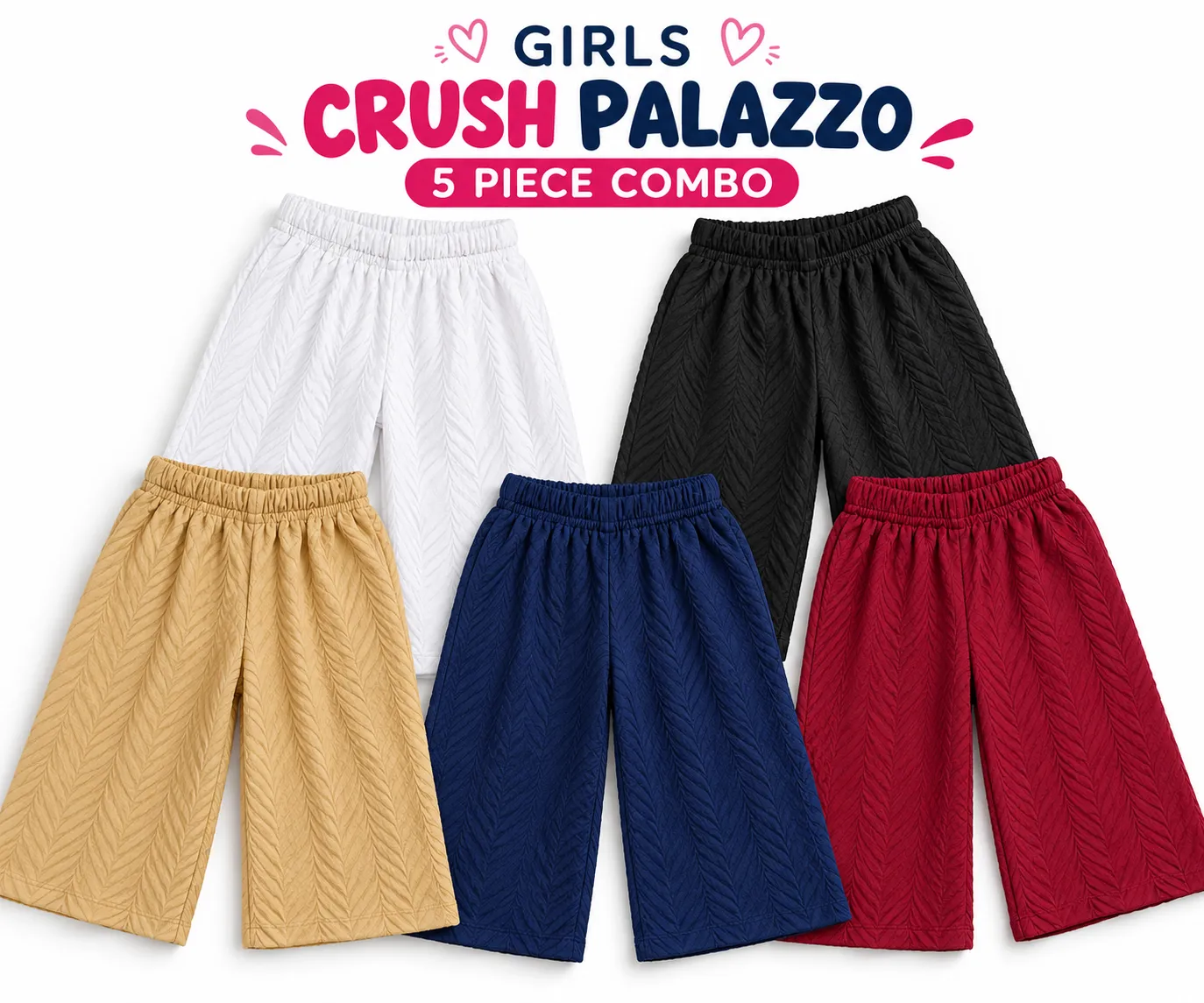 Girls Kids Crush Palazzo – 5 Piece Combo - Shana Shop | Quality Kids ...